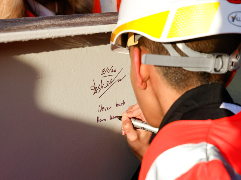 Willmott Dixon marks construction milestone at Durham Academy with steel signing ceremony